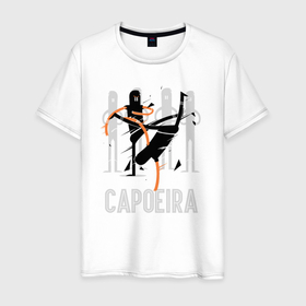 Мужская футболка хлопок с принтом Capoeira contactless combat в Новосибирске, 100% хлопок | прямой крой, круглый вырез горловины, длина до линии бедер, слегка спущенное плечо. | Тематика изображения на принте: 