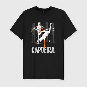 Мужская футболка хлопок Slim с принтом Capoeira   contactless combat , 92% хлопок, 8% лайкра | приталенный силуэт, круглый вырез ворота, длина до линии бедра, короткий рукав | Тематика изображения на принте: 