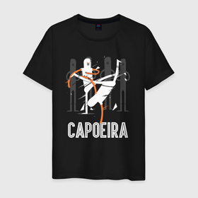Мужская футболка хлопок с принтом Capoeira   contactless combat в Екатеринбурге, 100% хлопок | прямой крой, круглый вырез горловины, длина до линии бедер, слегка спущенное плечо. | 