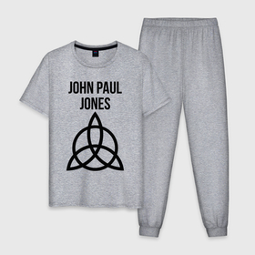 Мужская пижама хлопок с принтом John Paul Jones   Led Zeppelin   legend в Тюмени, 100% хлопок | брюки и футболка прямого кроя, без карманов, на брюках мягкая резинка на поясе и по низу штанин
 | 