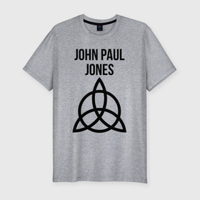 Мужская футболка хлопок Slim с принтом John Paul Jones   Led Zeppelin   legend в Белгороде, 92% хлопок, 8% лайкра | приталенный силуэт, круглый вырез ворота, длина до линии бедра, короткий рукав | Тематика изображения на принте: 