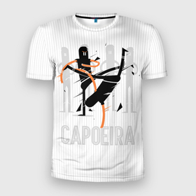 Мужская футболка 3D Slim с принтом Capoeira duel в Курске, 100% полиэстер с улучшенными характеристиками | приталенный силуэт, круглая горловина, широкие плечи, сужается к линии бедра | Тематика изображения на принте: 
