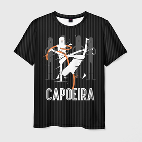 Мужская футболка 3D с принтом Capoeira   duel в Петрозаводске, 100% полиэфир | прямой крой, круглый вырез горловины, длина до линии бедер | Тематика изображения на принте: 