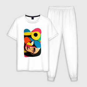 Мужская пижама хлопок с принтом Поп арт в стиле Пабло Пикассо в Белгороде, 100% хлопок | брюки и футболка прямого кроя, без карманов, на брюках мягкая резинка на поясе и по низу штанин
 | 