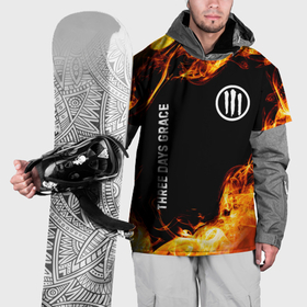 Накидка на куртку 3D с принтом Three Days Grace и пылающий огонь в Петрозаводске, 100% полиэстер |  | 