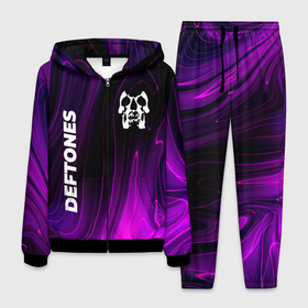 Мужской костюм 3D с принтом Deftones violet plasma в Белгороде, 100% полиэстер | Манжеты и пояс оформлены тканевой резинкой, двухслойный капюшон со шнурком для регулировки, карманы спереди | 