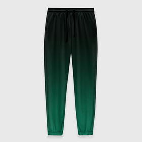 Мужские брюки 3D с принтом Черный и бирюзово   зеленый, текстурированный под мешковину градиент, омбре , 100% полиэстер | манжеты по низу, эластичный пояс регулируется шнурком, по бокам два кармана без застежек, внутренняя часть кармана из мелкой сетки | 
