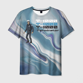 Мужская футболка 3D с принтом Жидкий терминатор Т 1000 в Петрозаводске, 100% полиэфир | прямой крой, круглый вырез горловины, длина до линии бедер | 