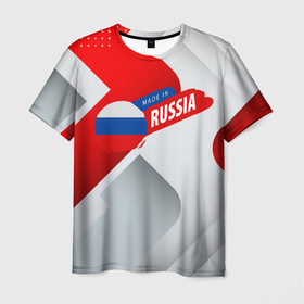 Мужская футболка 3D с принтом Welcome to Russia red  white в Курске, 100% полиэфир | прямой крой, круглый вырез горловины, длина до линии бедер | 