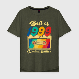 Мужская футболка хлопок Oversize с принтом Лучшее с 1999 аудиокассета в Курске, 100% хлопок | свободный крой, круглый ворот, “спинка” длиннее передней части | 