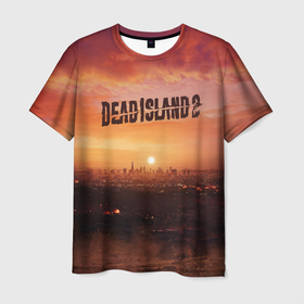 Мужская футболка 3D с принтом Dead Island 2   закат в Екатеринбурге, 100% полиэфир | прямой крой, круглый вырез горловины, длина до линии бедер | 