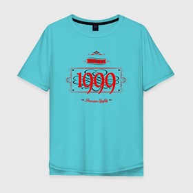 Мужская футболка хлопок Oversize с принтом C 1999 премиум качество в Тюмени, 100% хлопок | свободный крой, круглый ворот, “спинка” длиннее передней части | 