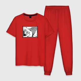 Мужская пижама хлопок с принтом Книга мёртвых в Курске, 100% хлопок | брюки и футболка прямого кроя, без карманов, на брюках мягкая резинка на поясе и по низу штанин
 | 