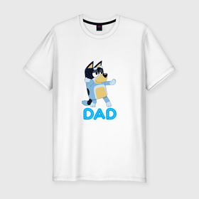 Мужская футболка хлопок Slim с принтом Doggy Dad , 92% хлопок, 8% лайкра | приталенный силуэт, круглый вырез ворота, длина до линии бедра, короткий рукав | Тематика изображения на принте: 