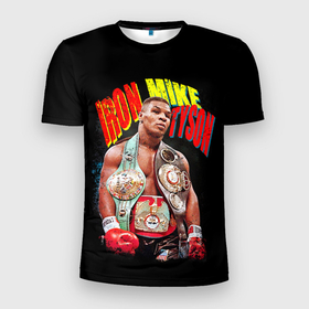 Мужская футболка 3D Slim с принтом Майк Тайсон боксер в Екатеринбурге, 100% полиэстер с улучшенными характеристиками | приталенный силуэт, круглая горловина, широкие плечи, сужается к линии бедра | 