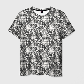 Мужская футболка 3D с принтом Череп в капюшоне в Курске, 100% полиэфир | прямой крой, круглый вырез горловины, длина до линии бедер | 
