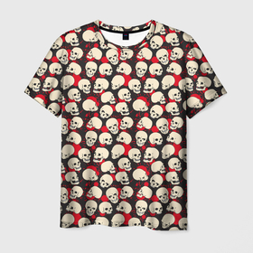Мужская футболка 3D с принтом Улыбающийся череп в Кировске, 100% полиэфир | прямой крой, круглый вырез горловины, длина до линии бедер | 