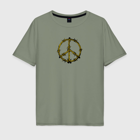 Мужская футболка хлопок Oversize с принтом Пацифика символ мира в Кировске, 100% хлопок | свободный крой, круглый ворот, “спинка” длиннее передней части | 