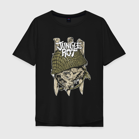 Мужская футболка хлопок Oversize с принтом Jungle rot   military , 100% хлопок | свободный крой, круглый ворот, “спинка” длиннее передней части | 