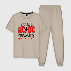 Мужская пижама хлопок с принтом The ac dc family   Rock в Белгороде, 100% хлопок | брюки и футболка прямого кроя, без карманов, на брюках мягкая резинка на поясе и по низу штанин
 | 