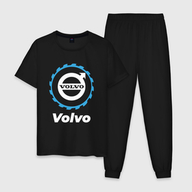 Мужская пижама хлопок с принтом Volvo в стиле Top Gear в Санкт-Петербурге, 100% хлопок | брюки и футболка прямого кроя, без карманов, на брюках мягкая резинка на поясе и по низу штанин
 | Тематика изображения на принте: 
