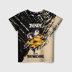 Детская футболка 3D с принтом bendy and the ink machine   краска в Белгороде, 100% гипоаллергенный полиэфир | прямой крой, круглый вырез горловины, длина до линии бедер, чуть спущенное плечо, ткань немного тянется | Тематика изображения на принте: 