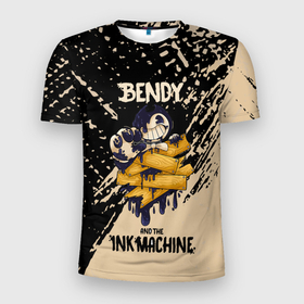 Мужская футболка 3D Slim с принтом bendy and the ink machine   краска в Санкт-Петербурге, 100% полиэстер с улучшенными характеристиками | приталенный силуэт, круглая горловина, широкие плечи, сужается к линии бедра | Тематика изображения на принте: 