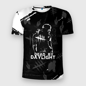 Мужская футболка 3D Slim с принтом dead by daylight   паттерн в Екатеринбурге, 100% полиэстер с улучшенными характеристиками | приталенный силуэт, круглая горловина, широкие плечи, сужается к линии бедра | 