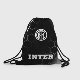 Рюкзак-мешок 3D с принтом Inter sport на темном фоне: символ, надпись в Курске, 100% полиэстер | плотность ткани — 200 г/м2, размер — 35 х 45 см; лямки — толстые шнурки, застежка на шнуровке, без карманов и подкладки | 