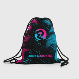 Рюкзак-мешок 3D с принтом ARC Raiders   neon gradient: символ, надпись в Кировске, 100% полиэстер | плотность ткани — 200 г/м2, размер — 35 х 45 см; лямки — толстые шнурки, застежка на шнуровке, без карманов и подкладки | 