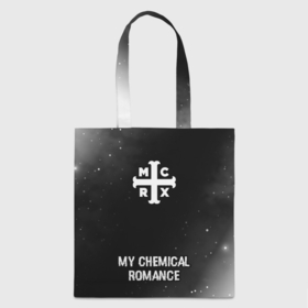 Шоппер 3D с принтом My Chemical Romance glitch на темном фоне: символ, надпись в Петрозаводске, 100% полиэстер | Плотность: 200 г/м2; Размер: 34×35 см; Высота лямок: 30 см | 