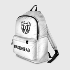 Рюкзак 3D с принтом Radiohead glitch на светлом фоне: символ, надпись в Санкт-Петербурге, 100% полиэстер | лямки с регулируемой длиной, сверху петелька, чтобы рюкзак можно было повесить на вешалку. Основное отделение закрывается на молнию, как и внешний карман. Внутри два дополнительных кармана, один из которых закрывается на молнию. По бокам два дополнительных кармашка | 