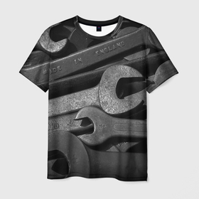 Мужская футболка 3D с принтом Композиция из гаечных ключей , 100% полиэфир | прямой крой, круглый вырез горловины, длина до линии бедер | 
