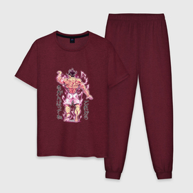 Мужская пижама хлопок с принтом Аниме Бодибилдер   Боец Баки Ханма в Курске, 100% хлопок | брюки и футболка прямого кроя, без карманов, на брюках мягкая резинка на поясе и по низу штанин
 | 
