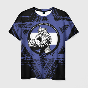 Мужская футболка 3D с принтом Krav maga tiger в Петрозаводске, 100% полиэфир | прямой крой, круглый вырез горловины, длина до линии бедер | 