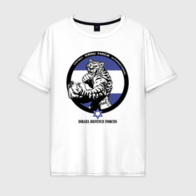 Мужская футболка хлопок Oversize с принтом Krav maga tiger emblem в Тюмени, 100% хлопок | свободный крой, круглый ворот, “спинка” длиннее передней части | Тематика изображения на принте: 