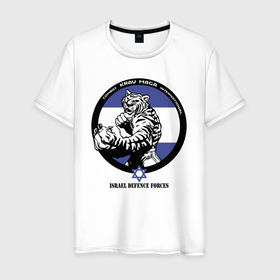 Мужская футболка хлопок с принтом Krav maga tiger emblem в Тюмени, 100% хлопок | прямой крой, круглый вырез горловины, длина до линии бедер, слегка спущенное плечо. | Тематика изображения на принте: 