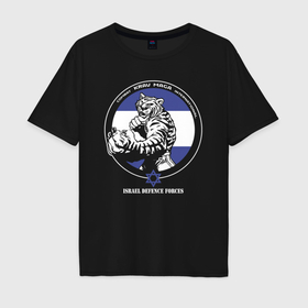 Мужская футболка хлопок Oversize с принтом Krav maga emblem tiger в Тюмени, 100% хлопок | свободный крой, круглый ворот, “спинка” длиннее передней части | Тематика изображения на принте: 