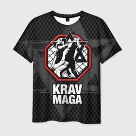 Мужская футболка 3D с принтом Krav maga octagon в Санкт-Петербурге, 100% полиэфир | прямой крой, круглый вырез горловины, длина до линии бедер | 