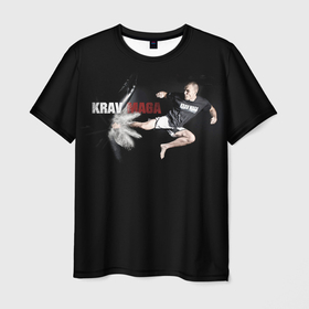 Мужская футболка 3D с принтом Krav maga jump shot в Курске, 100% полиэфир | прямой крой, круглый вырез горловины, длина до линии бедер | 