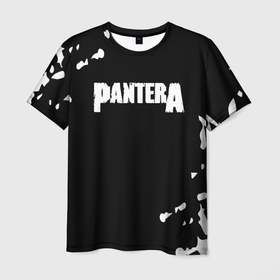 Мужская футболка 3D с принтом Pantera краска в Белгороде, 100% полиэфир | прямой крой, круглый вырез горловины, длина до линии бедер | 