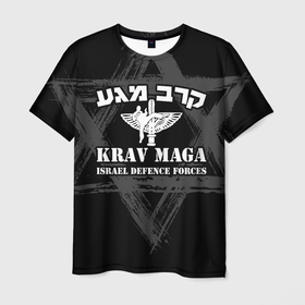 Мужская футболка 3D с принтом Krav maga emblem в Кировске, 100% полиэфир | прямой крой, круглый вырез горловины, длина до линии бедер | 