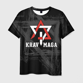Мужская футболка 3D с принтом Krav maga military combat system emblem в Петрозаводске, 100% полиэфир | прямой крой, круглый вырез горловины, длина до линии бедер | 