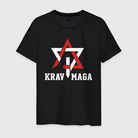 Мужская футболка хлопок с принтом Krav maga national wrestling emblem в Санкт-Петербурге, 100% хлопок | прямой крой, круглый вырез горловины, длина до линии бедер, слегка спущенное плечо. | 