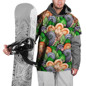 Накидка на куртку 3D с принтом Объемные лепестки цветов и листья в Белгороде, 100% полиэстер |  | Тематика изображения на принте: 