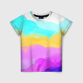 Детская футболка 3D с принтом Цветная облачность в Санкт-Петербурге, 100% гипоаллергенный полиэфир | прямой крой, круглый вырез горловины, длина до линии бедер, чуть спущенное плечо, ткань немного тянется | 