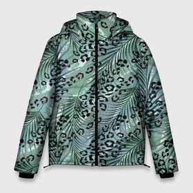 Мужская зимняя куртка 3D с принтом Листья пальмы на леопардовом серо   зеленом фоне , верх — 100% полиэстер; подкладка — 100% полиэстер; утеплитель — 100% полиэстер | длина ниже бедра, свободный силуэт Оверсайз. Есть воротник-стойка, отстегивающийся капюшон и ветрозащитная планка. 

Боковые карманы с листочкой на кнопках и внутренний карман на молнии. | 
