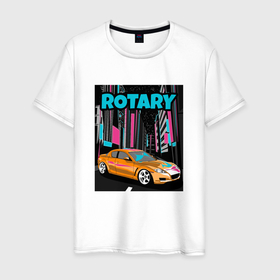 Мужская футболка хлопок с принтом Mazda RX8 Rotary JDM в Курске, 100% хлопок | прямой крой, круглый вырез горловины, длина до линии бедер, слегка спущенное плечо. | Тематика изображения на принте: 