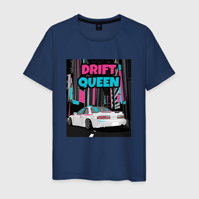 Мужская футболка хлопок с принтом Nissan Silvia S13 Drift Queen в Екатеринбурге, 100% хлопок | прямой крой, круглый вырез горловины, длина до линии бедер, слегка спущенное плечо. | 