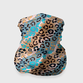 Бандана-труба 3D с принтом Леопардовый узор на синих и бежевых диагональных полосах в Екатеринбурге, 100% полиэстер, ткань с особыми свойствами — Activecool | плотность 150‒180 г/м2; хорошо тянется, но сохраняет форму | 